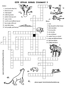 African Animal Crossword
